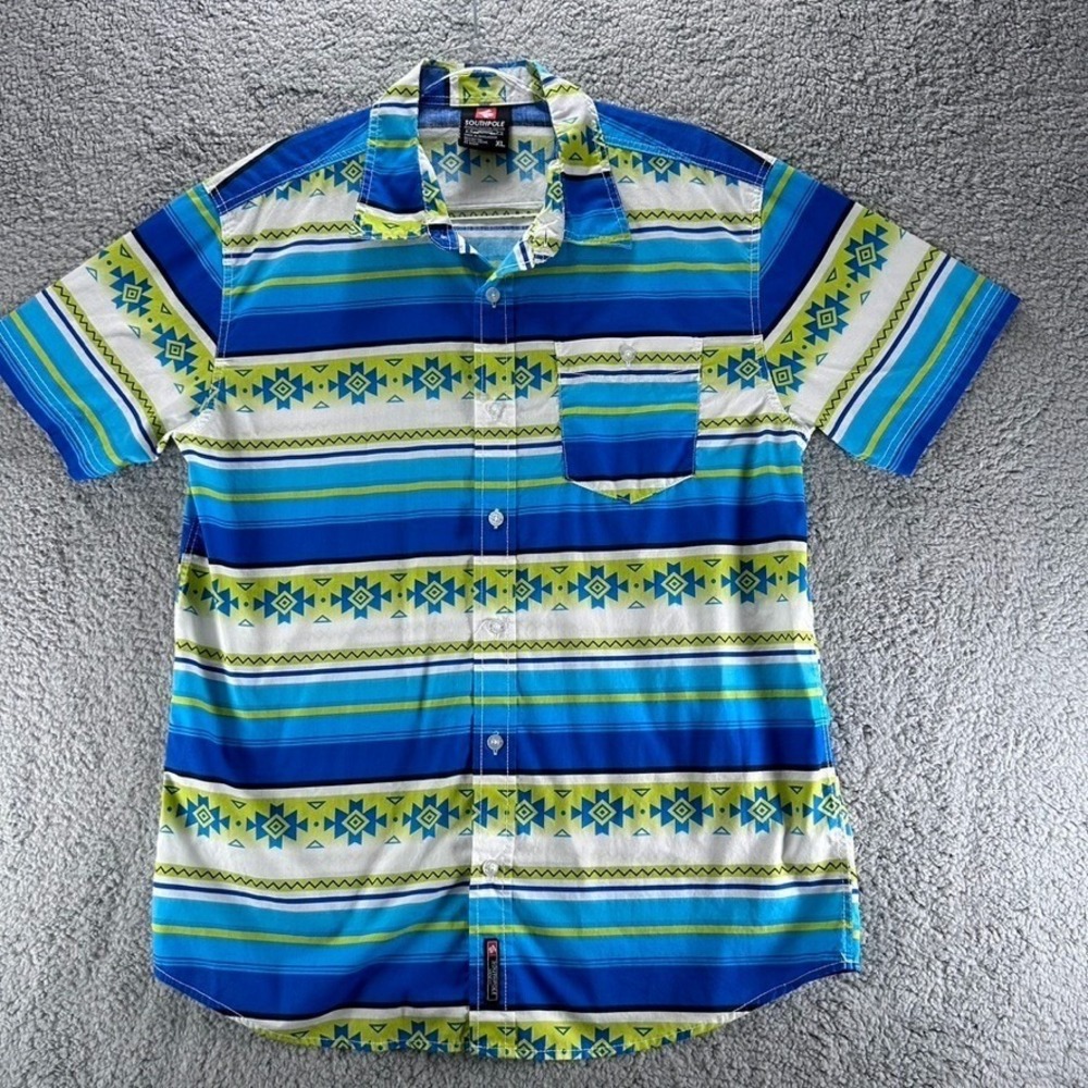 SOUTHPOLE Shirt Men's XL  Multicolor Blue Bright Color Graphic Short‎ Sleeves